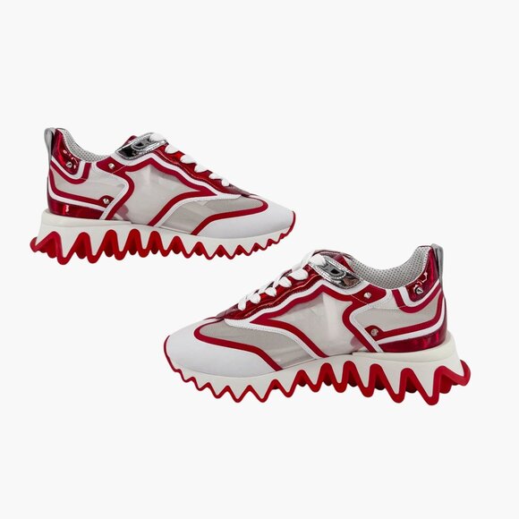 Christian Louboutin Sharkina White Mesh Red Sneakers Size 38 US 8 Women's 6968 - Picture 10 of 14
